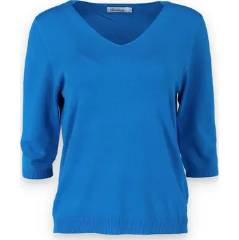 Dámský svetr Svetřík do "V" 3/4 rukáv 19076 Damod barva: modrá královská, velikost: M