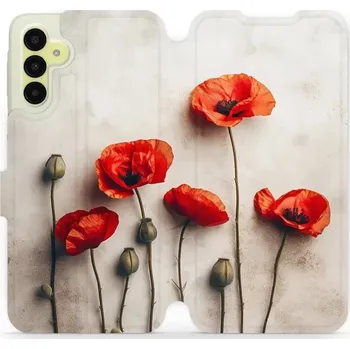 Pouzdro na mobilní telefon Flipové pouzdro Mobiwear - Samsung Galaxy A15 / A15 5G - VP42S Vlčí máky (Knížkové flip pouzdro, obal, kryt na mobil Samsung Galaxy A15 / A15 5G - VP42S Vlčí máky, materiál Umělá kůže + TPU - ochrana 360°, stojánek, silikonová vanička, magnetické zavírání