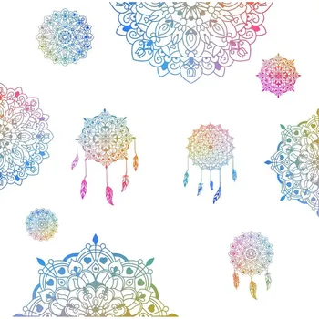 Samolepící dekorace Samolepky na zdi Mandaly lapače snů duhové barevné