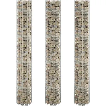 gabiony vidaXL Kruhové gabionové záhony 3 ks pozinkovaná ocel Ø 30 x 200 cm [152022]