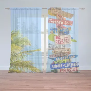 Záclona Záclony Ukazatele měst: 2 ks - 150x250 cm - Sablio