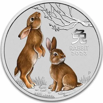 Perth Mint Lunar Rabbit BU (Colorized, SIII) Králík 2023 Austrálie 2 oz