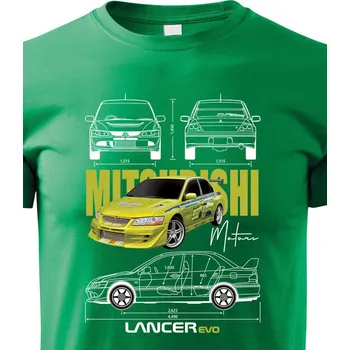 Chlapecké tričko Dětské tričko Mitsubishi Lancer Evolution, Barva Zelená, Velikost 110 cm/4 roky, Canvas Dětské tričko Bezvatriko.cz 2319