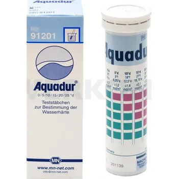 bazénový tester Proužky testovací AQUADUR - pro stanovení tvrdosti vody, Dělení [°d]: 0–4–7–14–21, Balení [ks]: 100