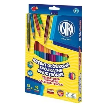 Set školních potřeb Kredki ołówkowe trójkątne dwustr. 18=36 kol. ASTRA
