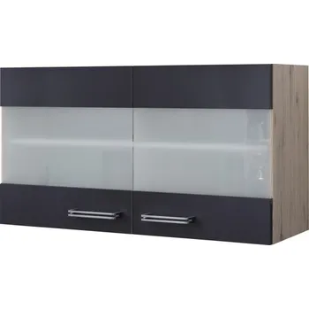 Kuchyňská skříňka Kuchyňská skříňka horní se skleněnými dvířky Flex Well Santo šířka 100 cm antracit