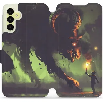 Pouzdro na mobilní telefon Flipové pouzdro Mobiwear - Samsung Galaxy A15 / A15 5G - VA08P Příšera a kluk s pochodní (Knížkové flip pouzdro, obal, kryt na mobil Samsung Galaxy A15 / A15 5G - VA08P Příšera a kluk s pochodní, materiál Umělá kůže + TPU - ochrana 360°, stojánek,)