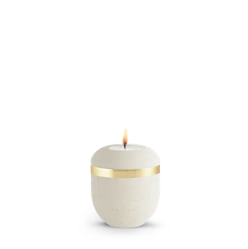 Smuteční dekorace Keramická miniurna Rock Creme - Zlatý pásek