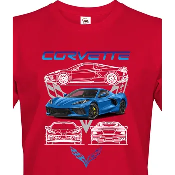 Pánské tričko Pánské tričko Chevrolet Corvette, Barva Červená Bezvatriko.cz 2326