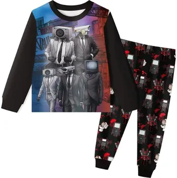 Dívčí pyžamo Roblox Dětské dlouhé pyžamo s motivem Skibidi Toilet Varianta: Set 2, Velikost: 110 (4-5 let)