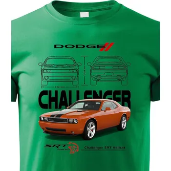 Chlapecké tričko Dětské tričko Dodge Challenger SRT Hellcat, Barva Zelená, Velikost 110 cm/4 roky, Canvas Dětské tričko Bezvatriko.cz 2321