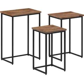 Konferenční stolek vidaXL Hnízdové konferenční stolky 3 ks masivní teakové dřevo [358534]