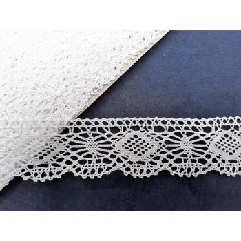 Krajka Krajka paličkovaná 100% bavlna š.45mm návin 9,5 m