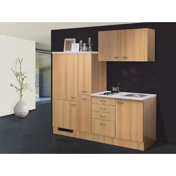 Kuchyňská linka Rovná kuchyňská linka se spotřebiči Flex Well Nano 190 cm barva čela buk matná barva korpusu buk