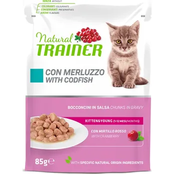Krmivo pro kočku 12x85g Natural Trainer Kitten & Young - treska