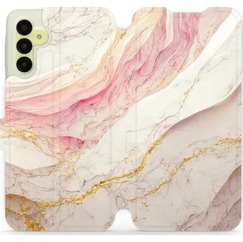 Pouzdro na mobilní telefon Flipové pouzdro Mobiwear - Samsung Galaxy A15 / A15 5G - VP32S Růžový a zlatavý mramor (Knížkové flip pouzdro, obal, kryt na mobil Samsung Galaxy A15 / A15 5G - VP32S Růžový a zlatavý mramor, materiál Umělá kůže + TPU - ochrana 360°, stojánek, silikonová)