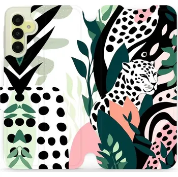 Pouzdro na mobilní telefon Flipové pouzdro Mobiwear - Samsung Galaxy A15 / A15 5G - VP53S Levhart (Knížkové flip pouzdro, obal, kryt na mobil Samsung Galaxy A15 / A15 5G - VP53S Levhart, materiál Umělá kůže + TPU - ochrana 360°, stojánek, silikonová vanička, magnetické zavírání)