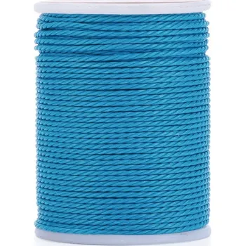 Dětské navlékací korálky Voskovaná tchajwanská polyesterová šňůrka Cyan - Ø 1 mm , návin cca. 11 m