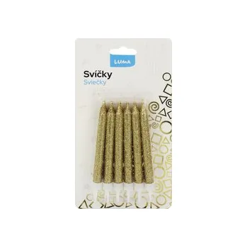 Svíčka Svíčka 12ks, GLITR zlatá LUMA