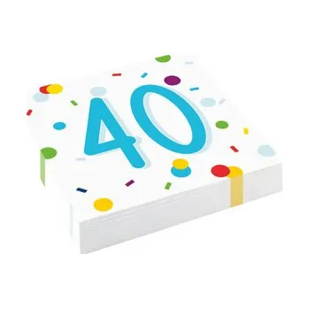 Papírový ubrousek Papírové ubrousky Rainbow Confetti - Happy Birthday 40 - 20 ks