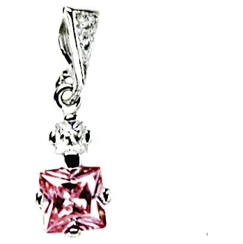 Přívěsek Stříbrný přívěsek čtverce zirkony , pink - P1249 (Stříbrný přívěsek se zirkony)