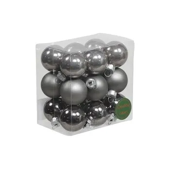Skleněné baňky titanově šedé 3 cm, sada 18 ks