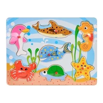 Dřevěná hračka Układanka drewno - zwierzęta morskie