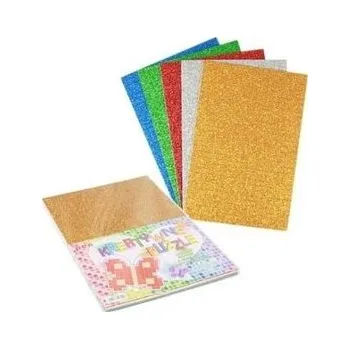 Set školních potřeb Pianka brokatowa puzzle mix kolorów 20x30cm 5szt