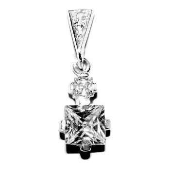 Přívěsek Stříbrný přívěsek čtverce čiré zirkony - P1249 (Stříbrný přívěsek se zirkony)