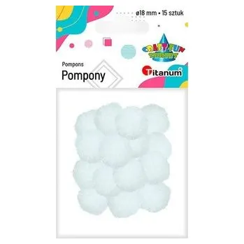 Pompony poliestrowe 18mm białe 15szt