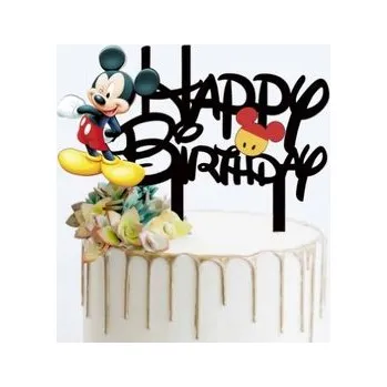 Jedlá dekorace na dort Zápich do dortu Mickye Happy Birthday - Cakesicq