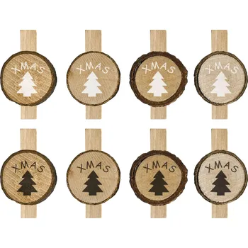 Vánoce Rea DŘEVĚNÉ SPONY 8 KUSŮ VÁNOČNÍCH STROMKŮ KL-21X11