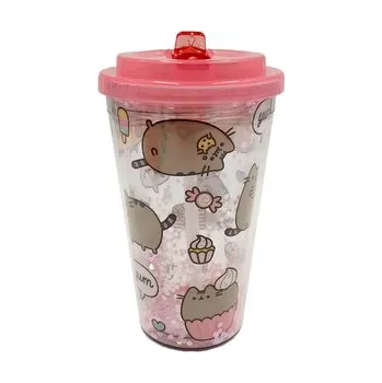 Jednorázové nádobí Kelímek nerozbitný -brčko-víčko- Pusheen labužník