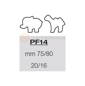 Výrobník cukrové vaty Šablona s formičkami na těsto - 20/16x slon a velbloud 75/80 mm, 57,5x39 cm | PAVONI, PF14