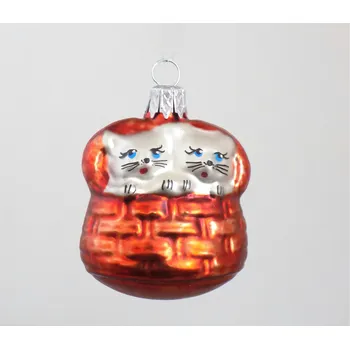 Vánoční ozdoba Vánoční ozdoba - Koťátka v zlatohnědém košíku 0069