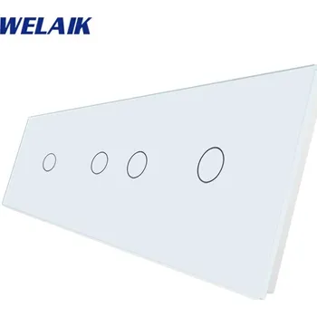 vypínač WELAIK trojnásobný skleněný panel 1+2+1 - bílý