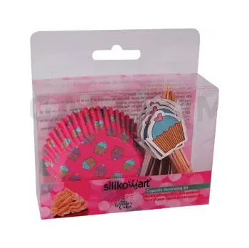 Pečicí papír Komplet 24 košíčků na pečení muffinů a topperů s motivem cupcaků | SILIKOMART, Cupcakes