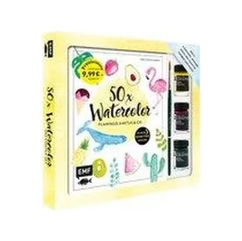Encyklopedie 50 x Watercolor - Flamingo, Kaktus & Co. - Starter-Set - Sonderausgabe