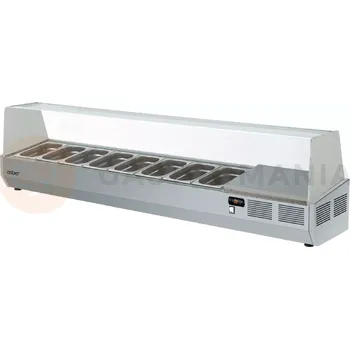 Chladící vitrína na pizzu, prosklená, 5 x GN 1/4, 1342x336x450 mm | ASBER, GV-135