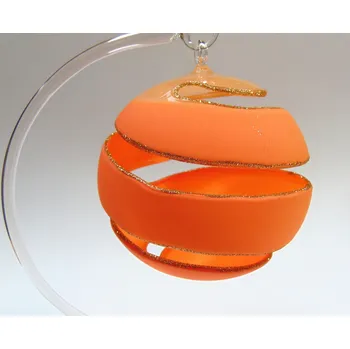 Vánoce Vánoční koule, spirála ze skla 12cm oranžová bez stojanu