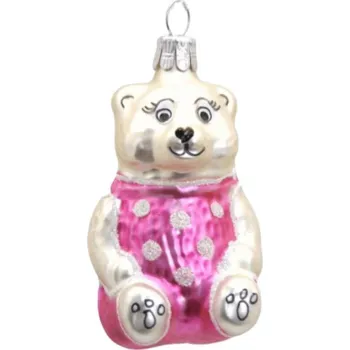 Vánoční ozdoba Vánoční ozdoba, medvídek v růžovém triku s puntíky