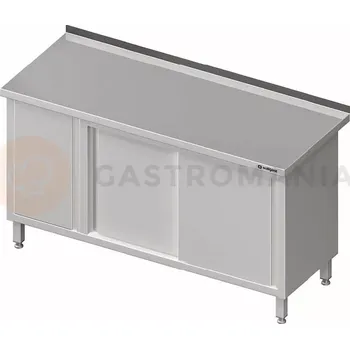 Kuchyňská linka Stůl nerezový přístěnný se skříní s křídlovými dvířky na levé straně a se skříňkou s posuvnými dveřmi na pravé straně 1400x600x850 mm | STALGAST, 980566140