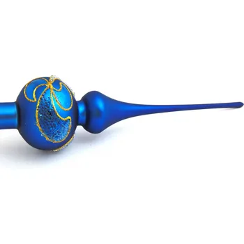 Vánoce Vánoční špička 1 koule mat 3274 kovově modrá