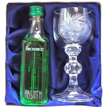 Dárkový potravinový koš Absinth dárkový set broušená sklenička