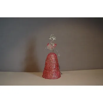 Figurka Dámy s vějířem, v růžových šatech, čiré sklo