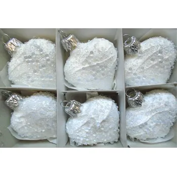 Vánoční ozdoba Vánoční ozdoba, srdíčko bílé, sada 6 ks ranní rosa 2440