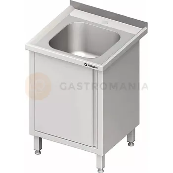 Kuchyňská linka Stůl nerezový s dřezem jednokomorovým s křídlovými dvířky 500x700x850 mm | STALGAST, 980717050