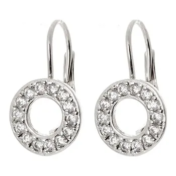 Náušnice Dámské stříbrné náušnice kolečka s čirými zirkony STNAU1738F