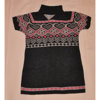 Dívčí svetr Eko Dívčí pletený svetr - tunika grafit DZ-332 vel.146