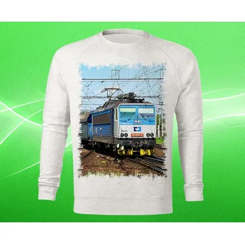 Pánská mikina mikina s lokomotivou 163 047-4 BASIA pánská L (mikina s vlakem světle šedý melír)